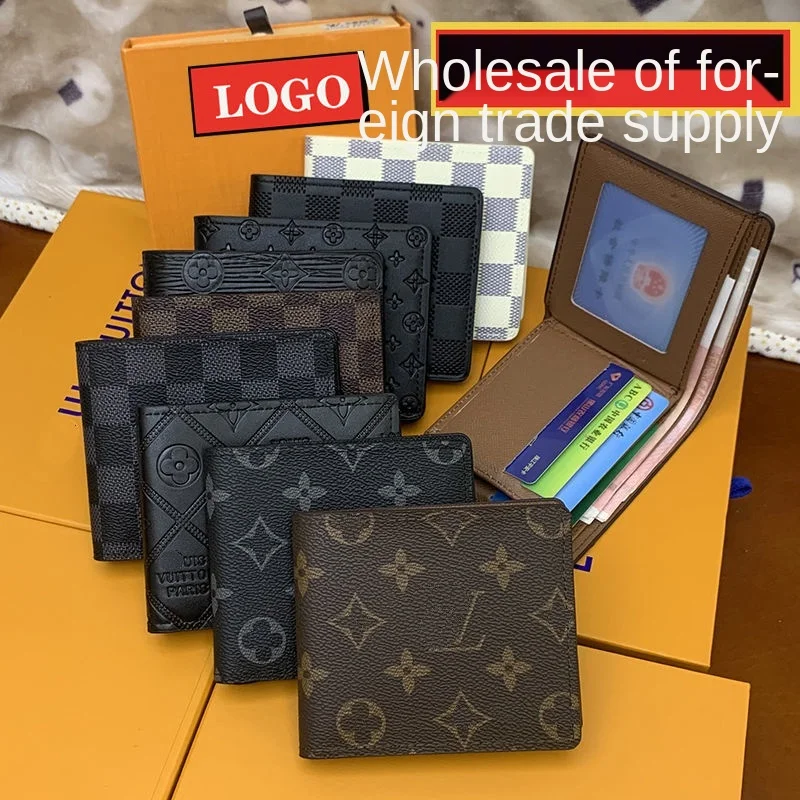 

Leather Wallet For Man Short2021new Famous Brand Luxury Cowhide Youth Wallet Card Holder Men's Foreign Trade Big Brand