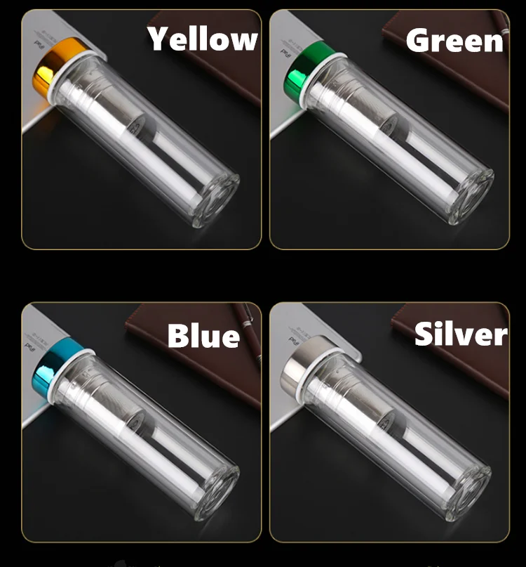 20oz fruit glass water filter cup tea infuser travel water bottle with stainless steel infuser and strainer