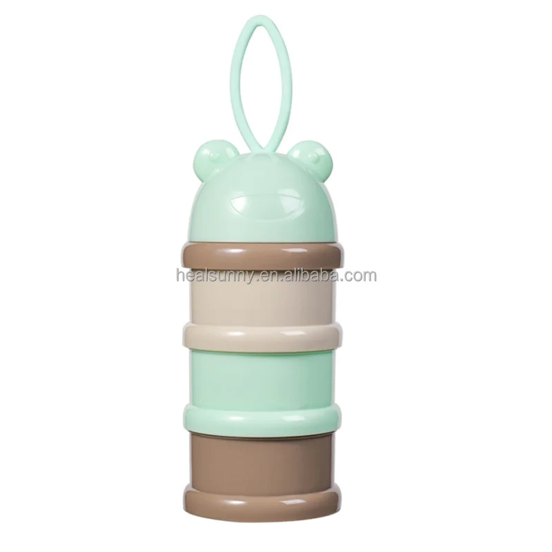 

Portable airtight travel milk powder container 3 layers infant baby food storage grid box, Customized color