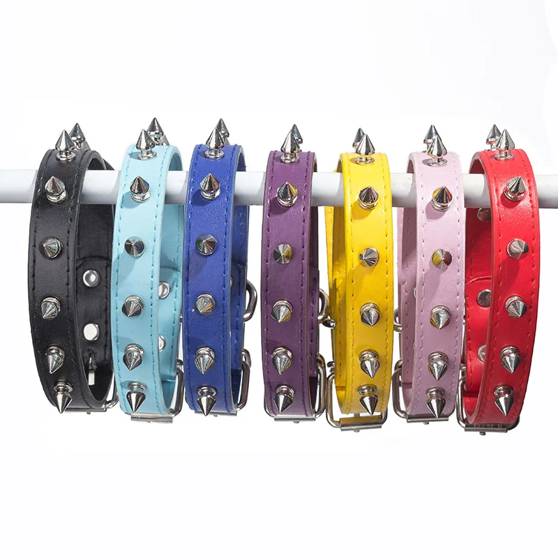 

Factory Wholesale Pet Supplies PU Leather Dog Collar with Punk Rivet Spiked Pet Bling Collars