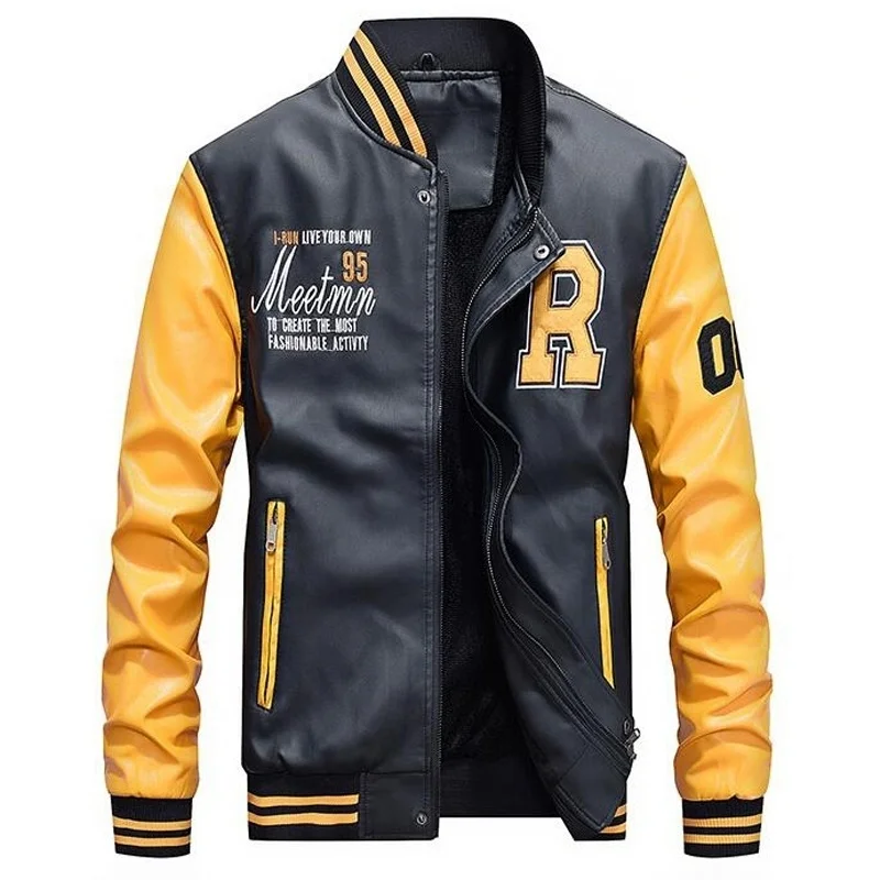 

Top Selling OEM Plus Size Men'S leather zip up jacket men custom jackets and coats 2021 varsity jackets for men 2021, Picture shows