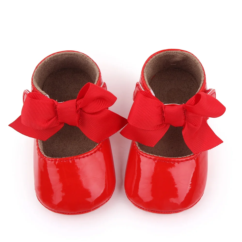 

Spring summer solid bow-knot lovely girl baby shoes soft sole newborn toddler baby princess shoes, White/black/pink/red