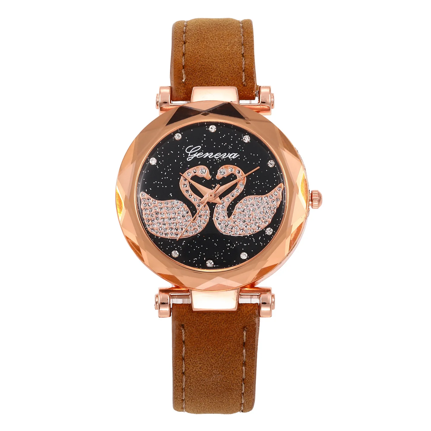 reloj mujer luxury quartz ladies watches pu leather strap swan