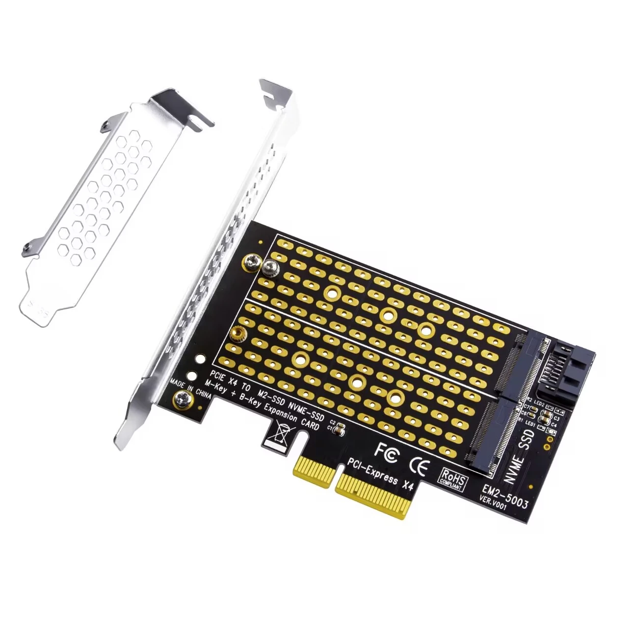 

M.2 NGFF to Desktop PCIe x4 x8 x16 NVMe SATA Dual SSD PCI Performance Express Adapter Card