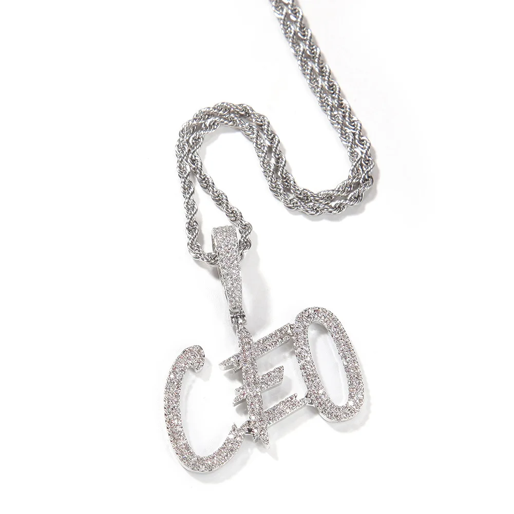 

Iced Out 18k Gold Plated CZ Name Letter Custom Pendant Necklace For Men and Women Jewelry Hiphop, Gold silver rose gold