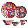 Beautiful red olive garden ceramic dinnerware set tableware for chinese wedding