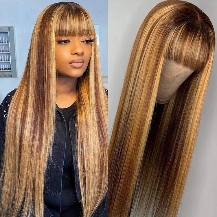 

Brazilian Straight Lace Front Human Hair Wigs T Part Honey Blonde Malaysian Wigs Vendor With Baby Hair Remy Hair, Natural colors