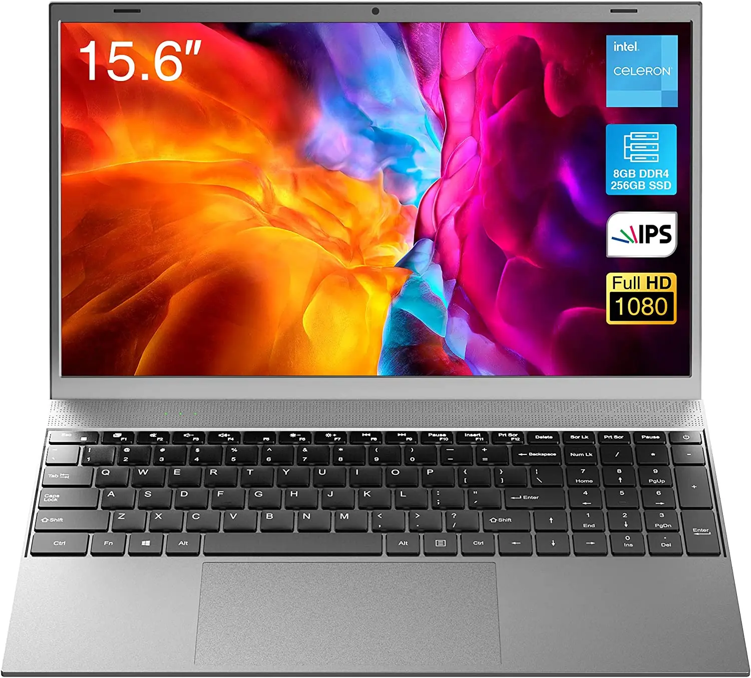 

2021 New 15.6 inches Windows 10 Pro Pc Laptops, Full HD IPS Display, Intel Celeron J4125 Quad Core, 8GB RAM and 256GB SSD