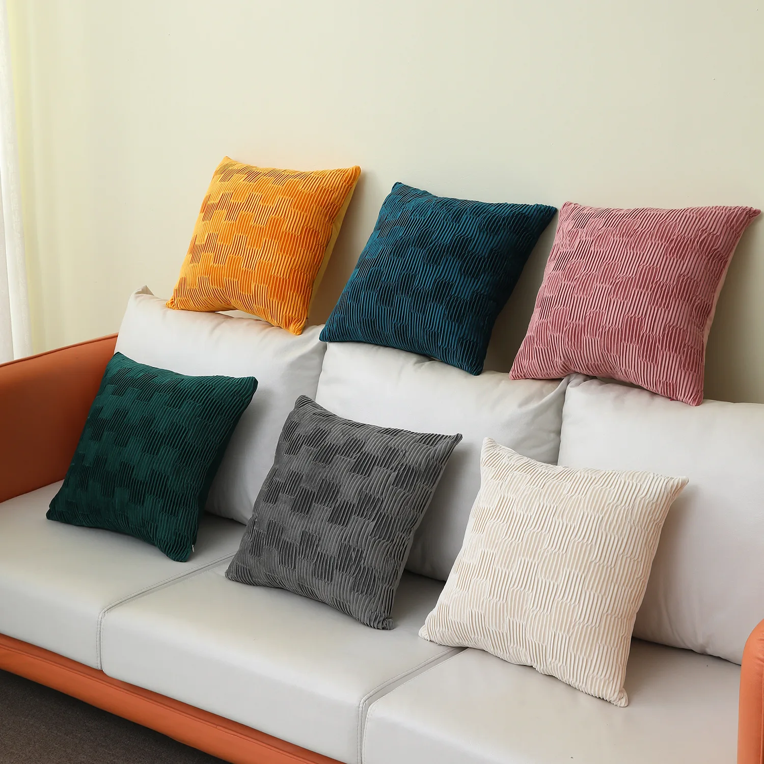 16X16 Faux Fur Plush Decorative Throw Pillowcase Fuzzy Striped Soft Cushion Covers Sofa Couch Bedroom
