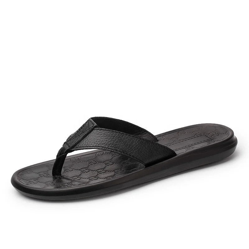 

Genuine leather casual men slippers sandals very good quality summer slippers and leather slippers, 3 colors