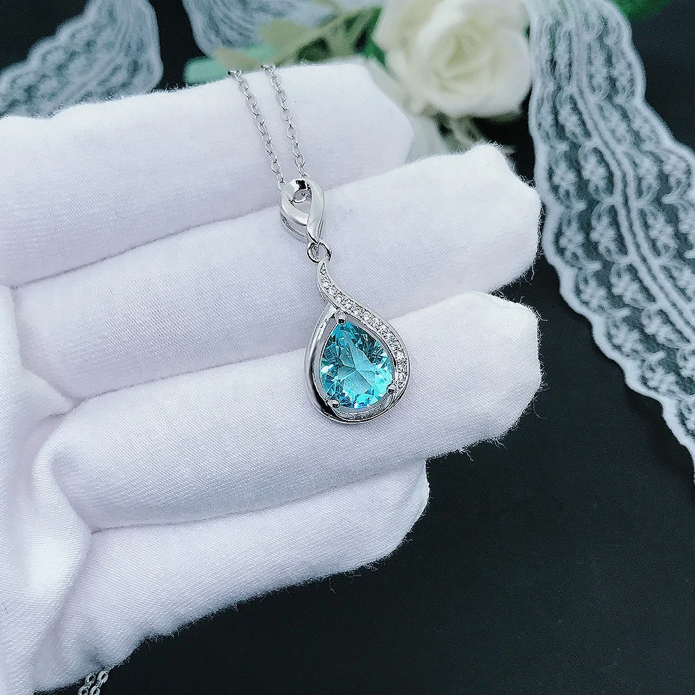 

Fashion Luxury Necklaces For Women Party Jewelry Shining Water Drop Mermaid Tears Pendant Lady Gifts, Customized color