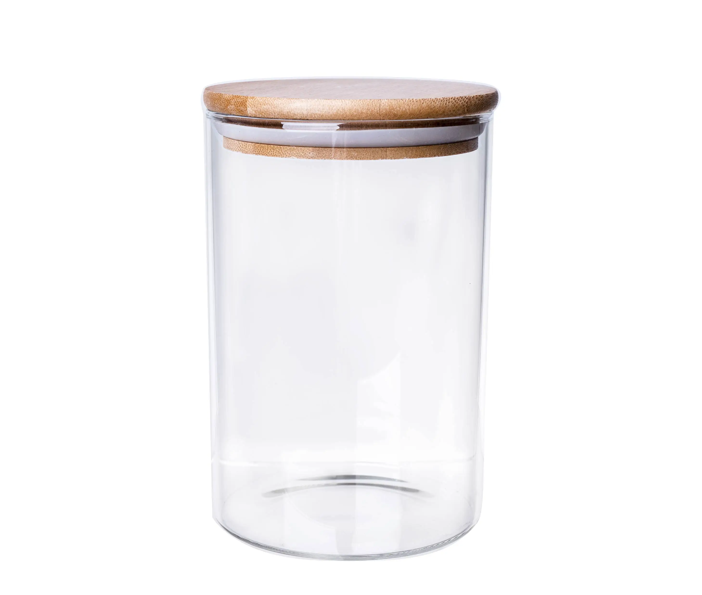 

Customized brandy logo clear glass borosilicate storage box storage can with cork bamboo lid, Transparnt