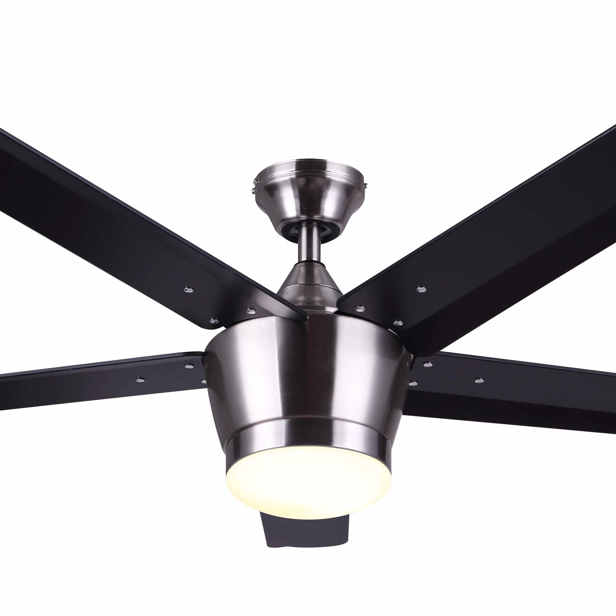 
52 inch Home Decorative Modern Air Cooling Fan Brushed Nickel LED Ceiling Fan with 5 ABS Blades, include Wall Control 