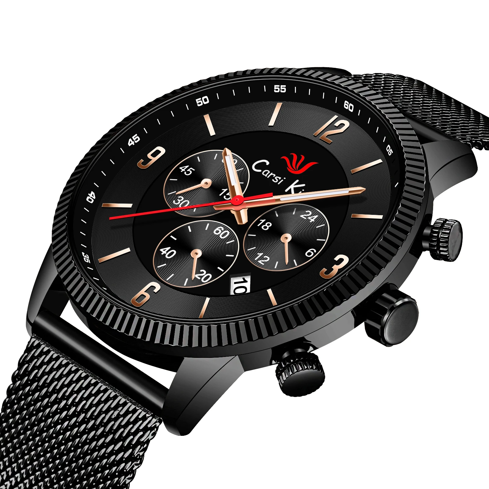 

316l stainless steel mesh Luxury custom analog Quartz men wrist watches clock