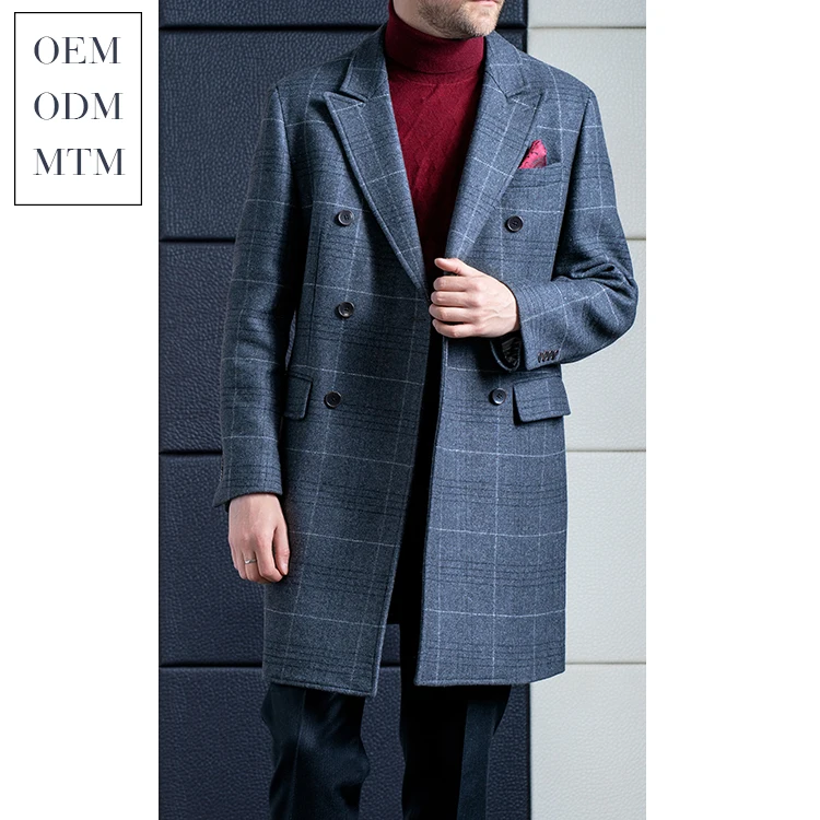 

Ready To Ship Faux Fur Trench Coats Double Breasted Cashmere Checked Overcoat Men'S Wool Plus Size Coats, Gray check overcoat