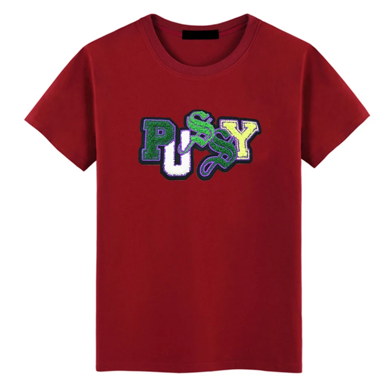 
OEM custom high quality Chenille Embroidery t shirts for men 