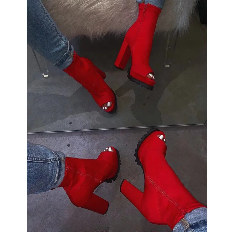 

In stock summer street fashion sexy red female high heels for women shoes