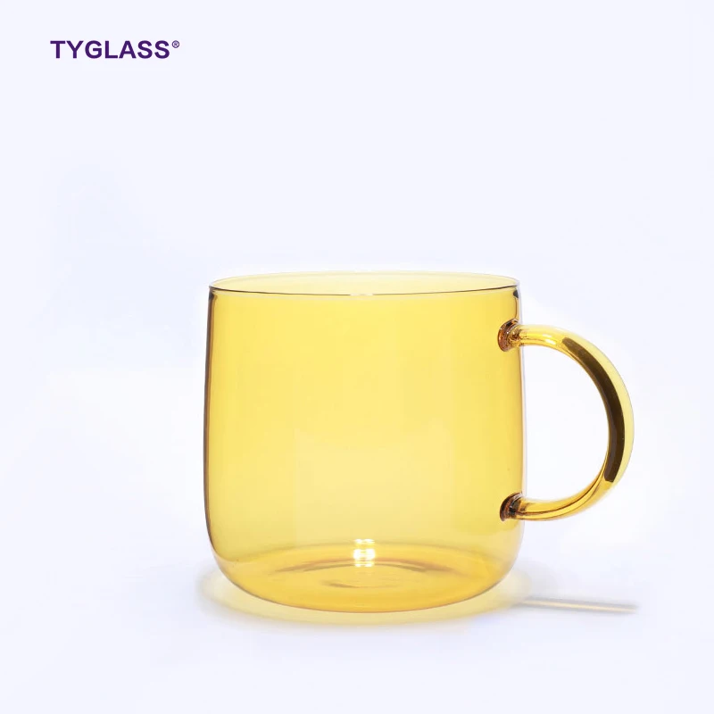 

Guaranteed Quality cup glass yellow with handle reusable single wall glass coffee cup