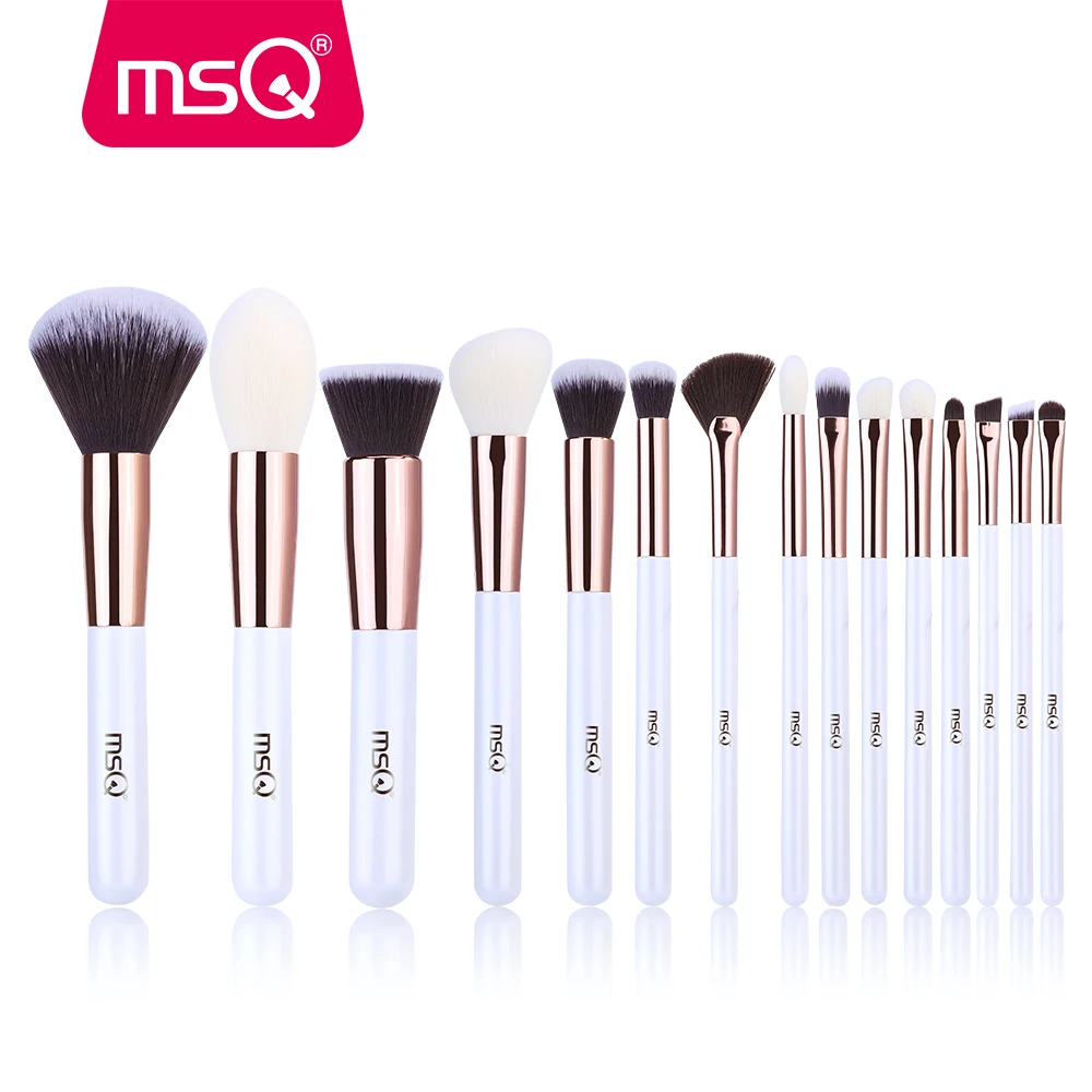 

MSQ full-functional 15PCS Rose Gold Professional Makeup Brushes Sets Pearl White Make up Brush Kits