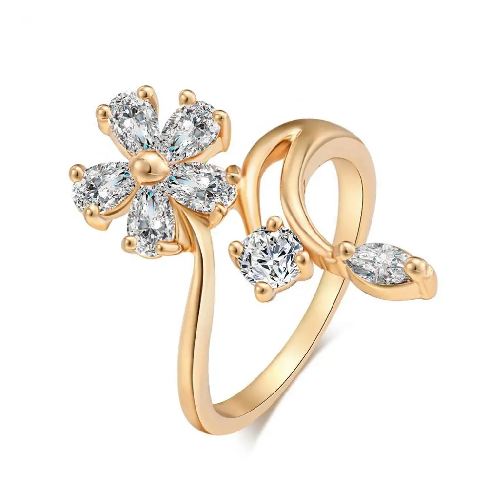 

Jhsport Hot Selling Zircon Flower Ring Fashion Personality Simple Ring Temperament Women's Exquisite Ring, Picture