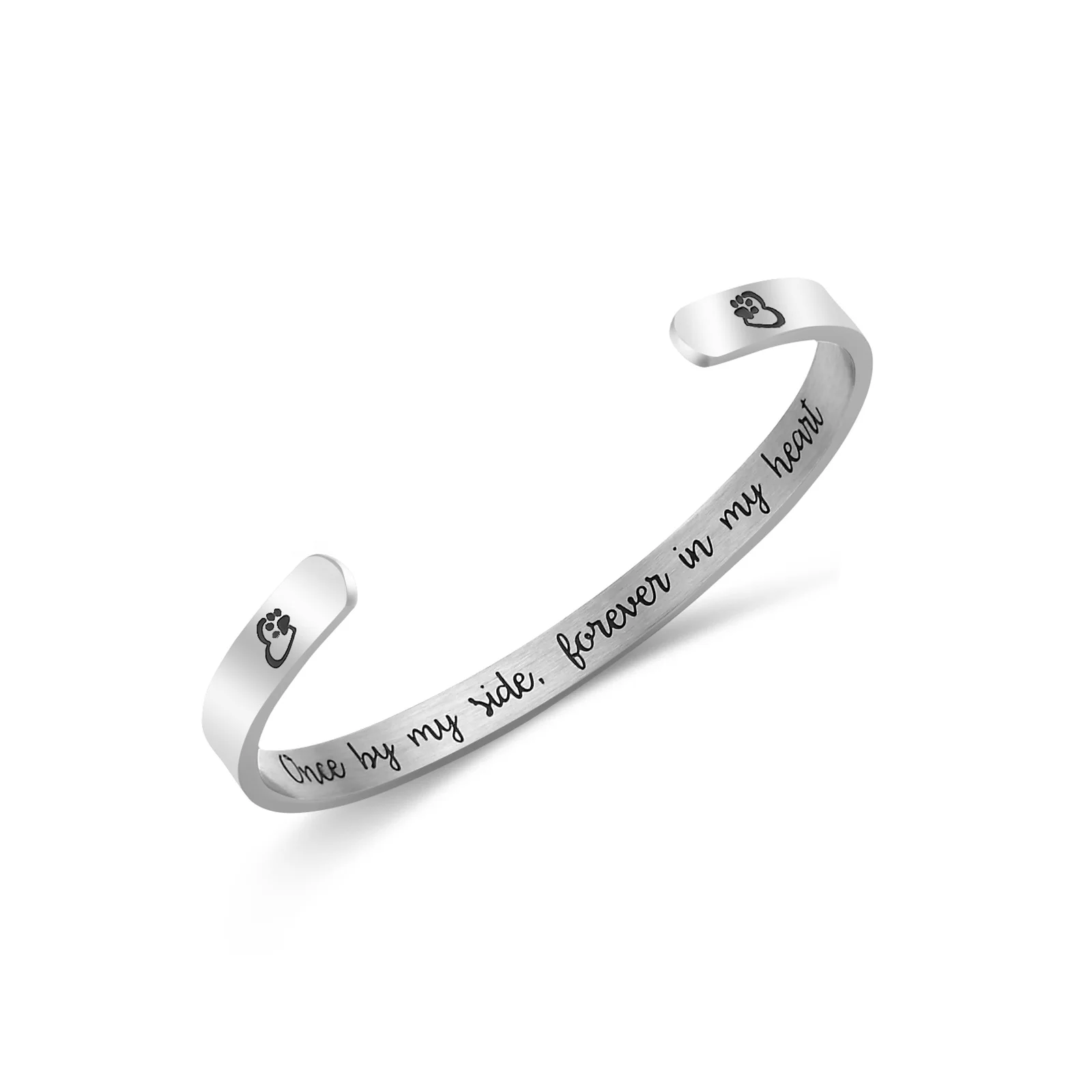 

Wholesale Custom Jewelry Engraved Letters Stainless Steel Cuff Bangle Bracelet, Steel color/custom color