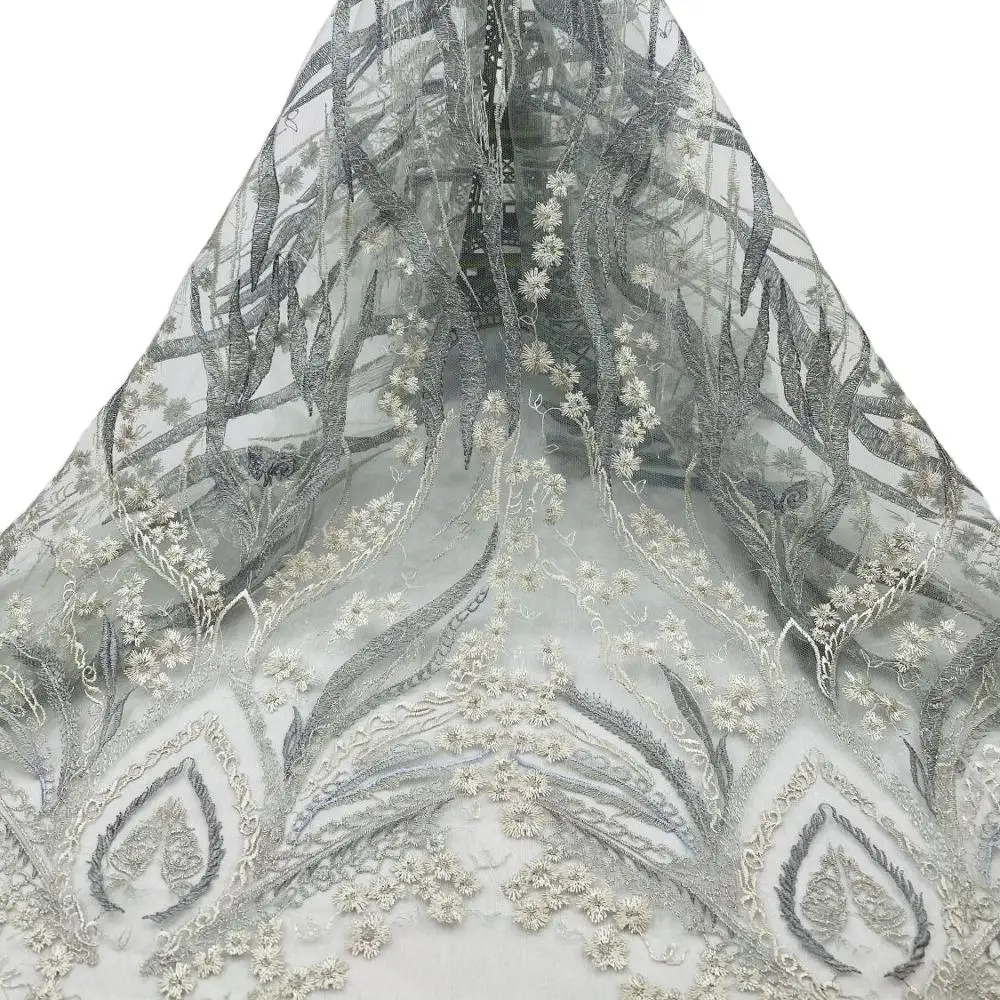 

2020 Nigerian and African women dress embroidered lace fabric for Wedding party customization, Accept customized color