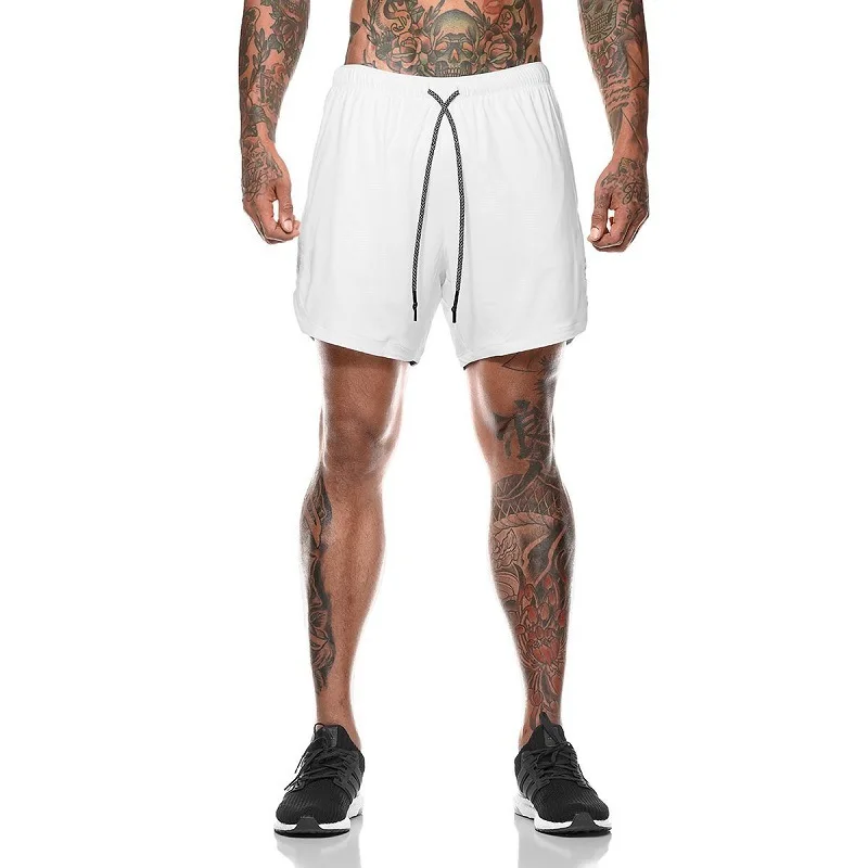 

Cheap Price Double Layer Workout Shorts Men, Gray, green, black