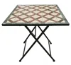 70cm modern ceramic tile mosaic art garden metal Square Outdoor Table