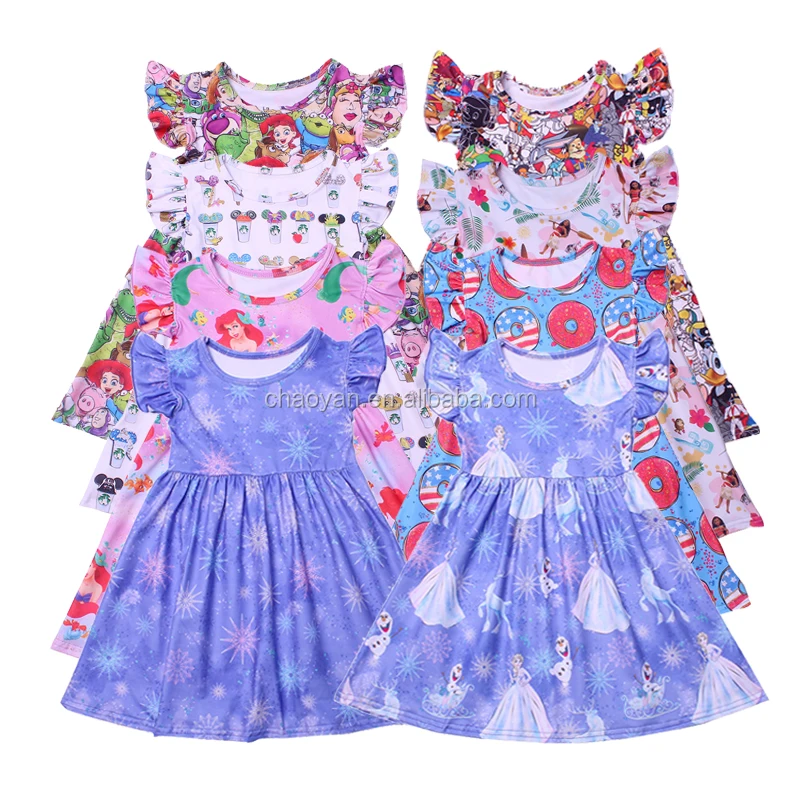 

Wholesale Kids Boutique Clothing Toddler Girls Summer Milk Silk Dress Princess Birthday Party Dresses, As pictures show