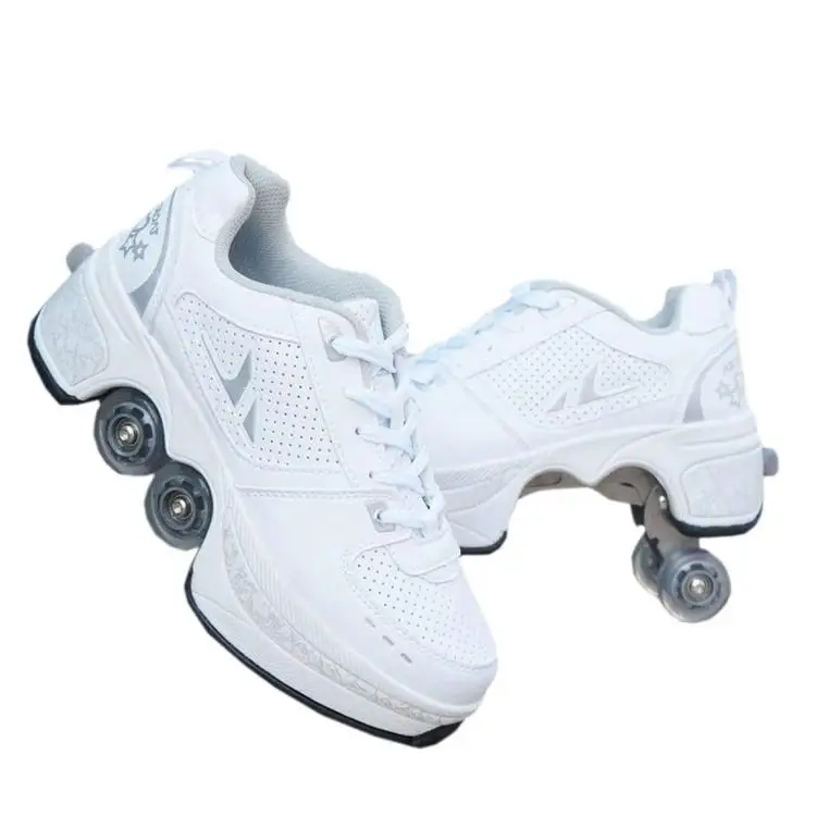 

Hot Deformation Roller Shoes Skating Shoes for Adults Children Roller Parkour Wheel Shoes Gift