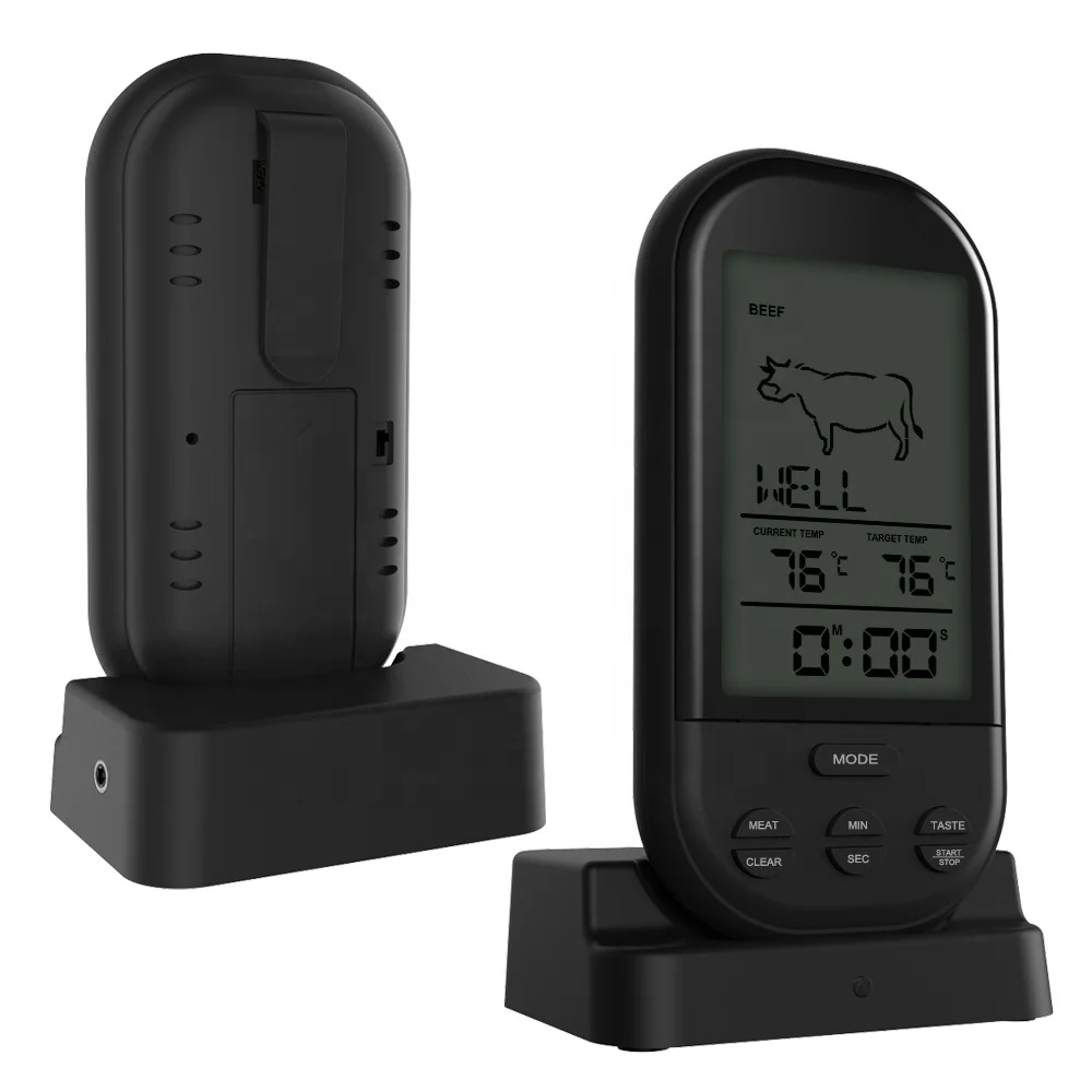 

EK8010 RF Digital Wireless Remote Kitchen Food Thermometer for Beef,Lamb,Veal,Pork,Chicken,Turkey,Fish, Any pantone color and customized pakage is available.