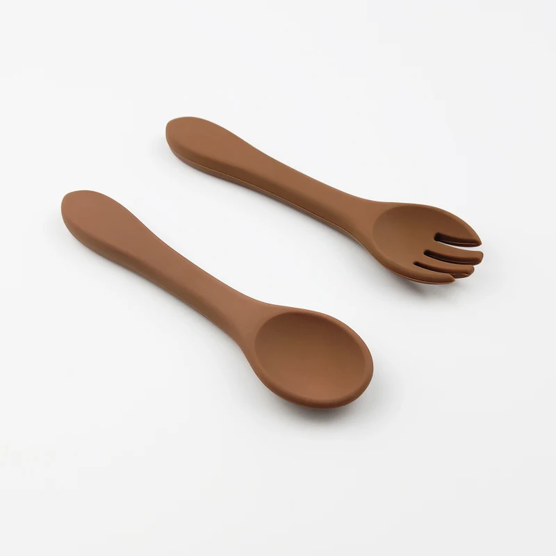 

Silicone Children Spoon Food Grade Silicone Baby Weaning Spoon And Fork Set