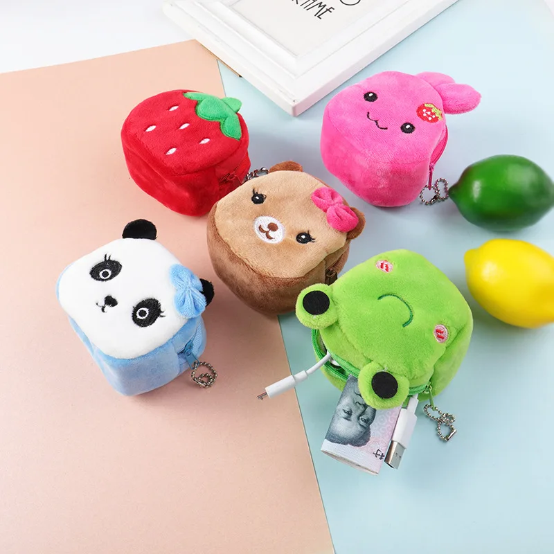 

MSYO Fashion Accessories 3D Cartoon Animal Cat Rabbit Fruit Coin Bag Cute Plush Toy Coin Key Storage Kids Coin Bag