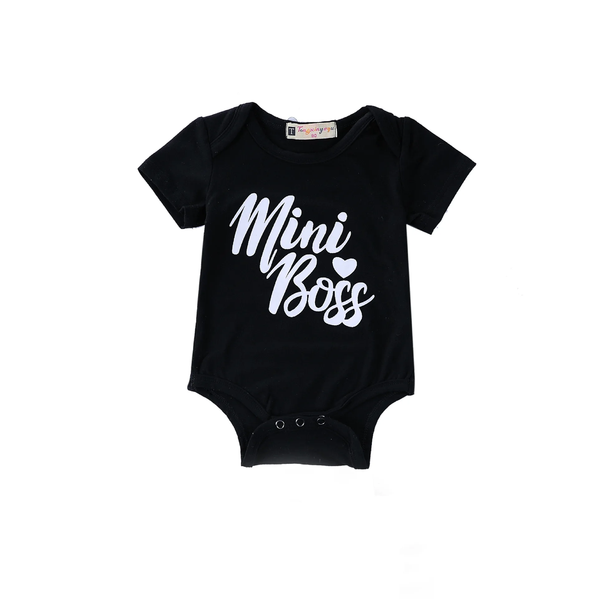 

Ins Cartoon Letter Print Short Sleeve Snap Button Baby Romper