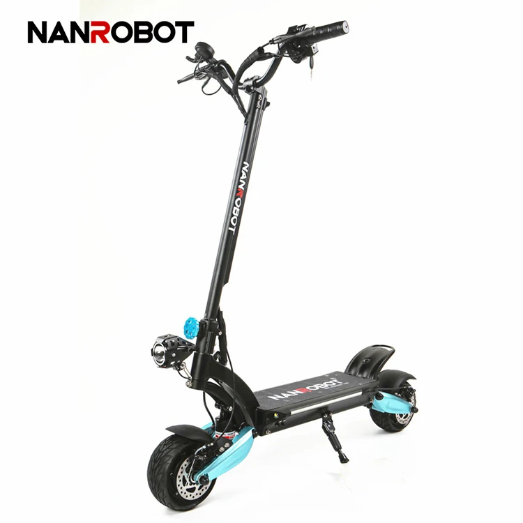 

Nanrobot 48V 18 Ah dual drive Double Racing 1600w Alu Adult Two Motor Electric Scooter, Black and blue details