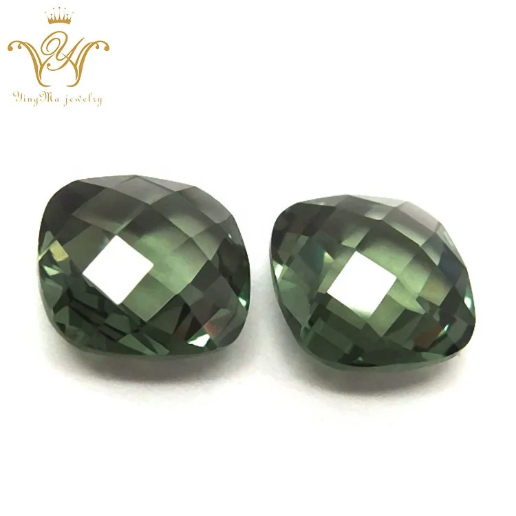 

Loose Checkerboard Cut Gemstone 149# Lab Created Green Spinel