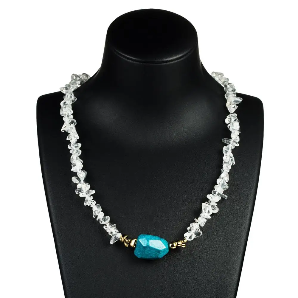 

Boho Elegant turquoise natural crystal stone clavicle chain Necklace, As the picture show or as request