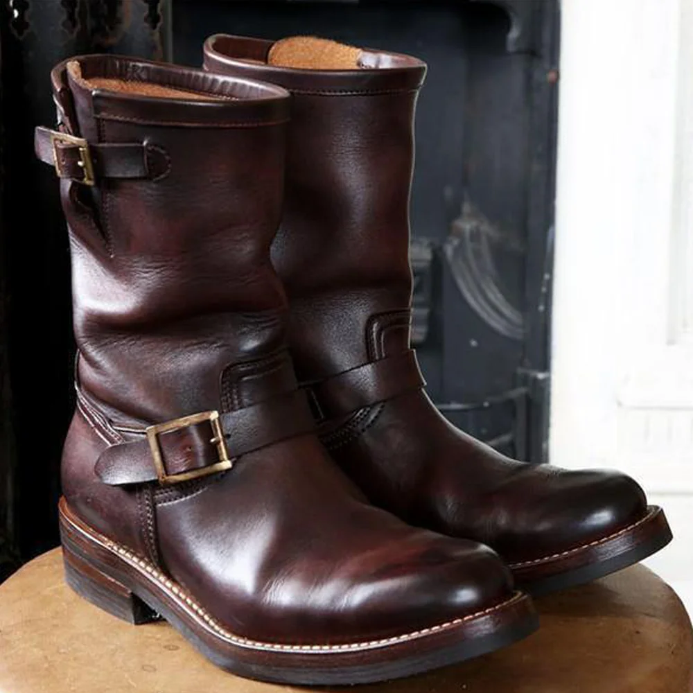 

Men's Side Zip Pure Color Martin Boots