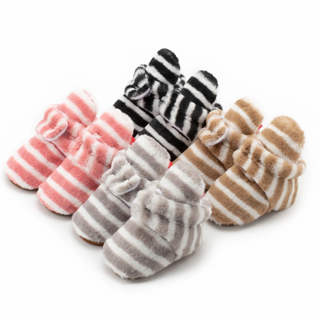 

New arrival organic cotton or fleece Thick stripe warm lining baby booties baby sock cotton, 6 colors