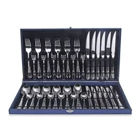 

Chile 36pcs cutlery set 18/0 stainless steel silverware flatware set with wooden gift box