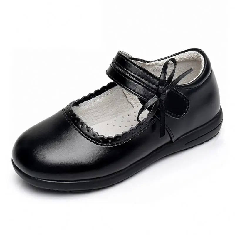 

Factory children genuine leather girl school black or white kids causal shoes