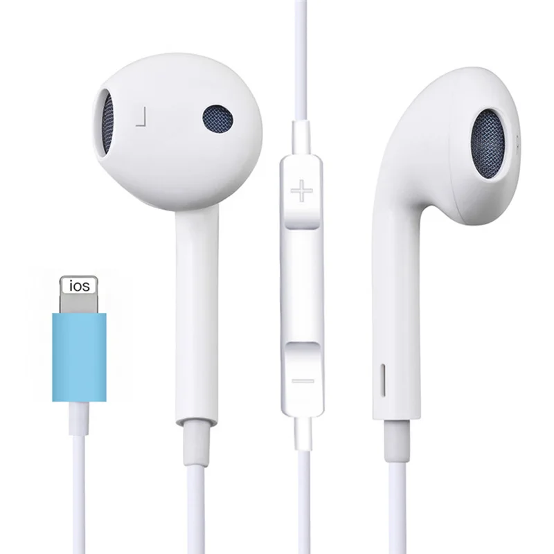 

wired control earpod with lightning connector for apple mfi lightning earphone wired headphones with mic for iphone 7/8/x/11