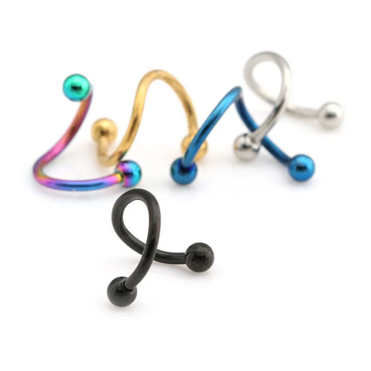 

Fashion multifunctional titanium plated Z-shape twist nose ring sexy lip ring unique ear ring piercing jewelry