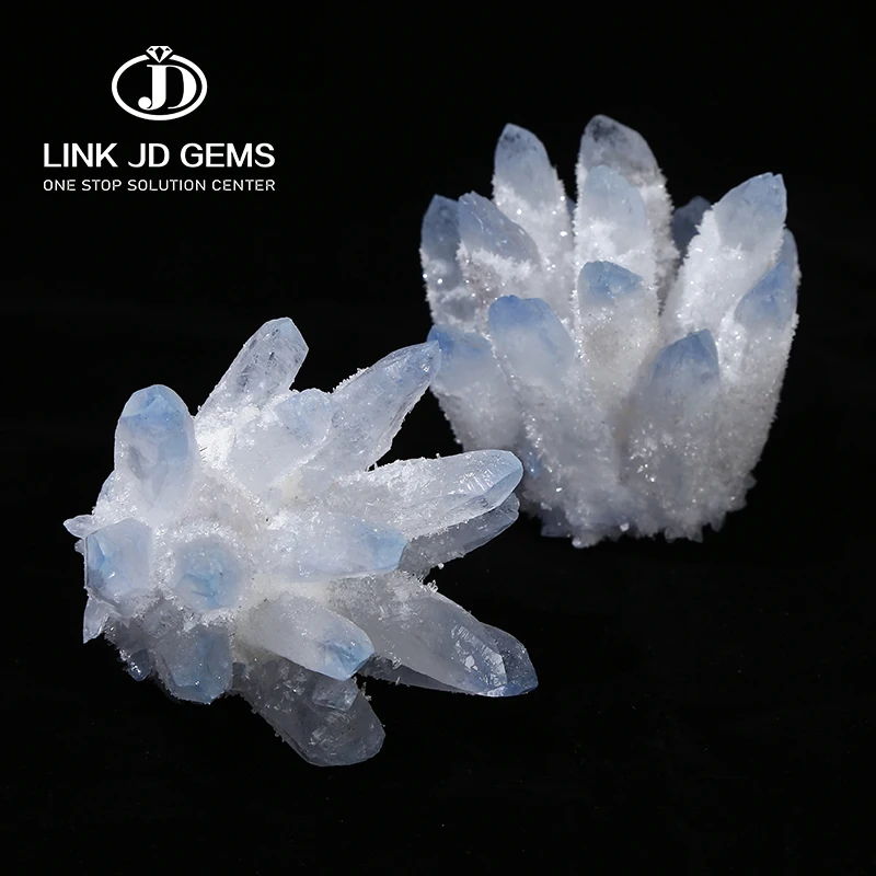 

JD Healing Blue Raw Stones Mineral Specimen Natural Crystal Cluster Blue Quartz Cluster for Home Decoration