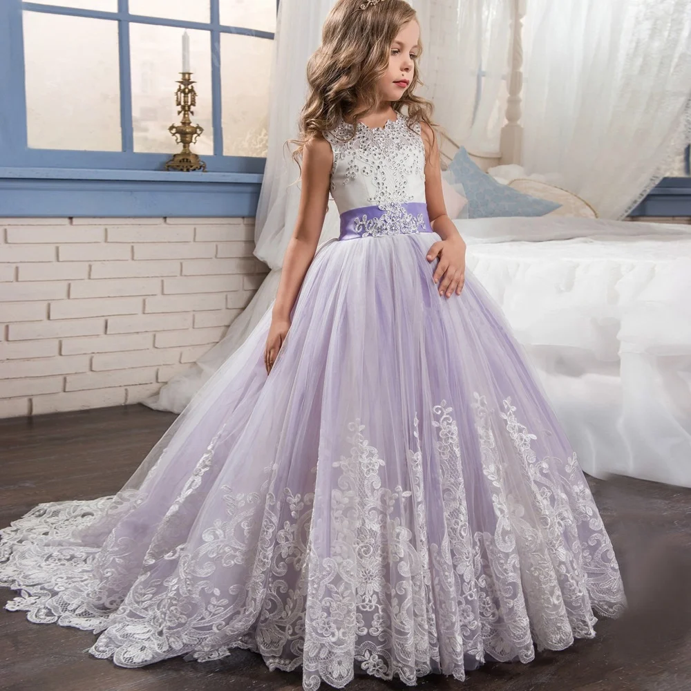 

Girls' Dresses 8 Years Big Girl Party Frocks Kids Prom Floor-length Wedding Dress Children Wedding Flower Garments, Picture shows