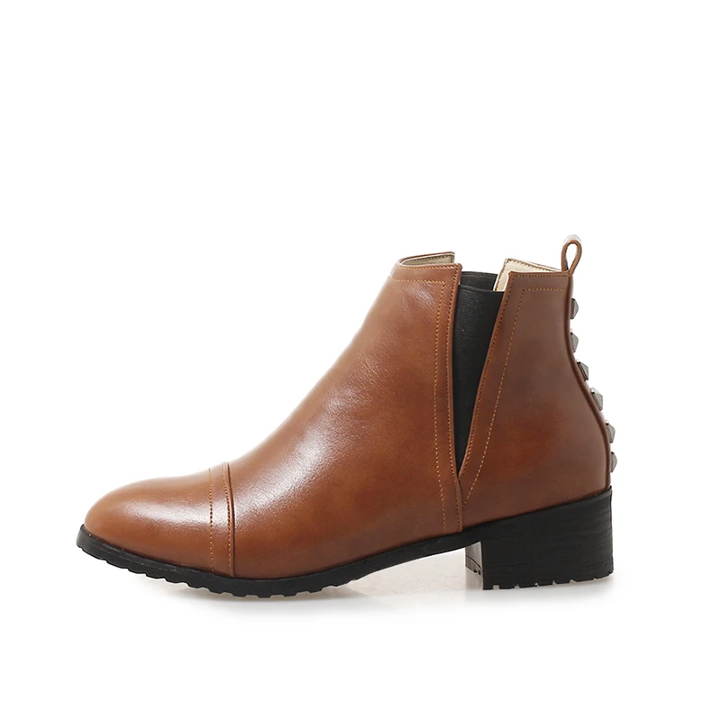 

winter round head rivet Fashion Thick heel Lady Chelsea boots