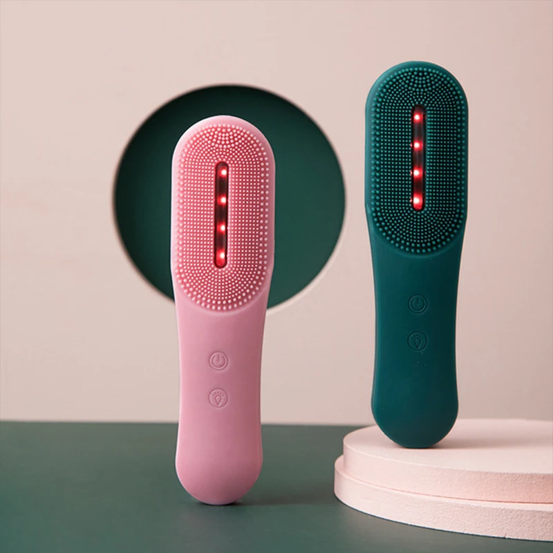 

LED Photon Cleaning Electric Silicone Cleansing Instrument Facial Cleansing Brush New Face Cleansing Brush, Red, pink , green ,blue