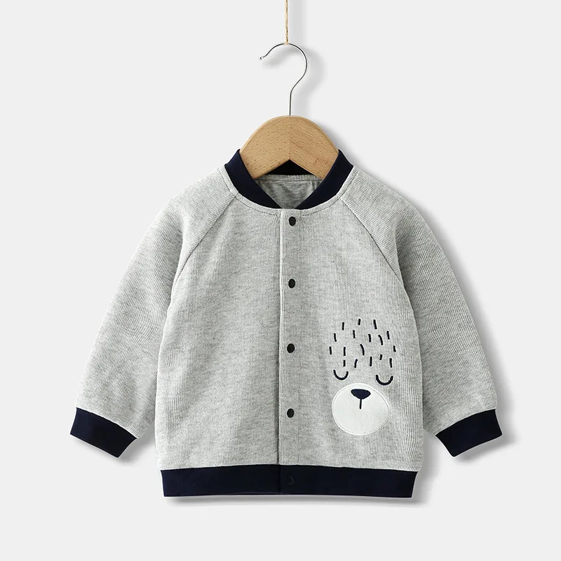 

High Quality Cartoon 100% Cotton Knitted Toddler Kid Baseball Jacket Kids Korean Coats