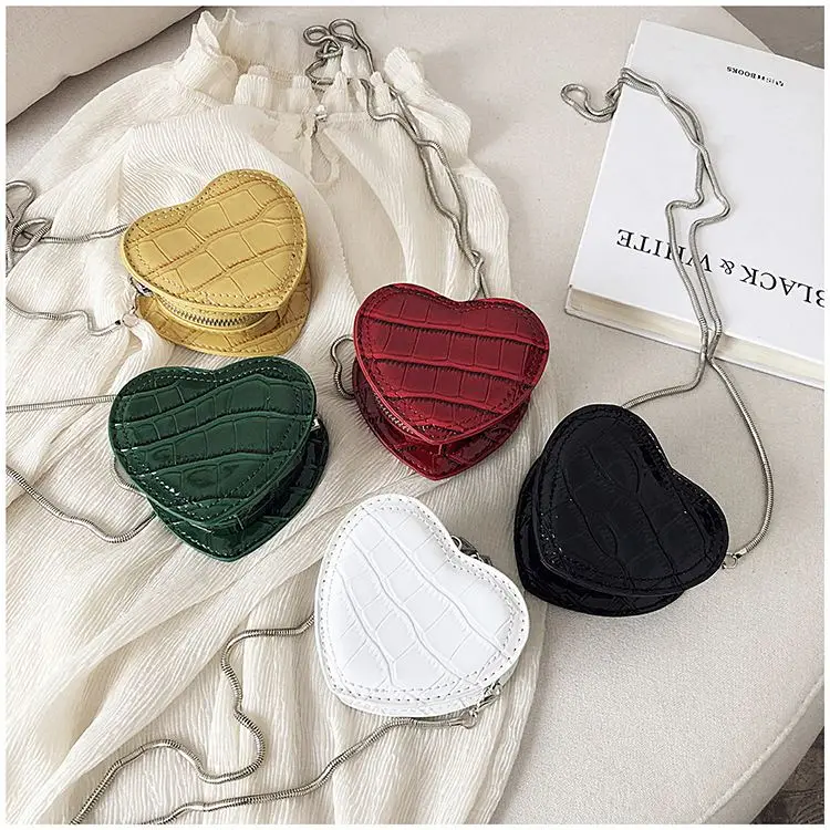 

Crocodile pattern heart shape purses ladies hand bags for women 2021 crossbody bag, 5 colors