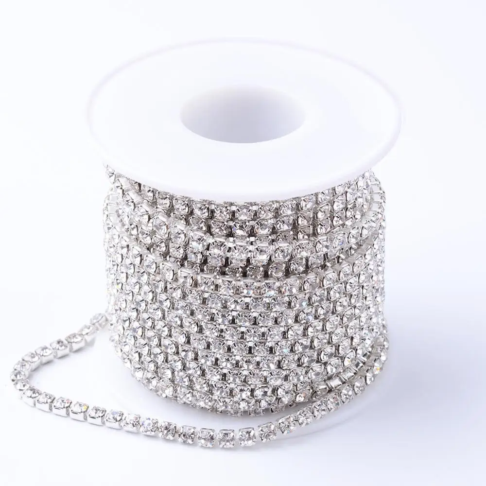 

PandaHall SS12 Crystal AB Color Silver Brass Rhinestone Cup Chains